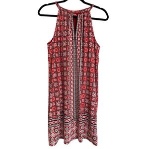 Max Studio‎ Patterned Halter Dress Size Small Red Built In Bra Viney Dial Print